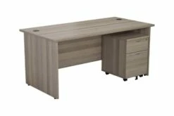 Kestral Grey Oak Panel Promo Desk And Pedestal