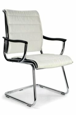 Carbis White Leather Visitor Chair
