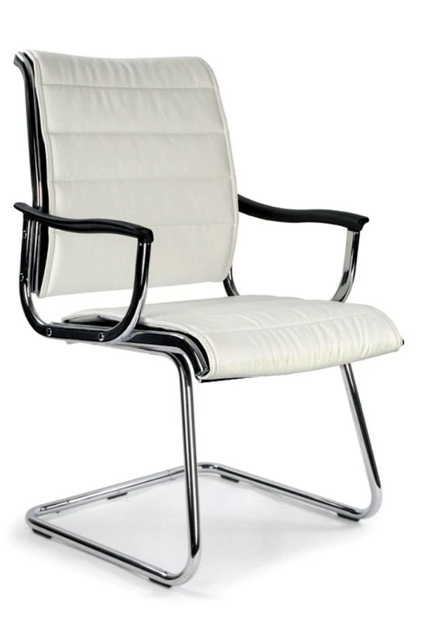 Carbis White Leather Visitor Chair 1 Carbis White Leather Visitor Chair