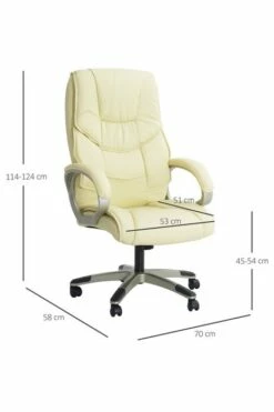 Ontario Leather Office Chair -CHAIR OFFICE Sales homcom high back pu leather office chair cream 3