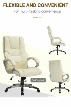 Ontario Leather Office Chair -CHAIR OFFICE Sales homcom high back pu leather office chair cream 4