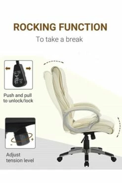 Ontario Leather Office Chair -CHAIR OFFICE Sales homcom high back pu leather office chair cream 6