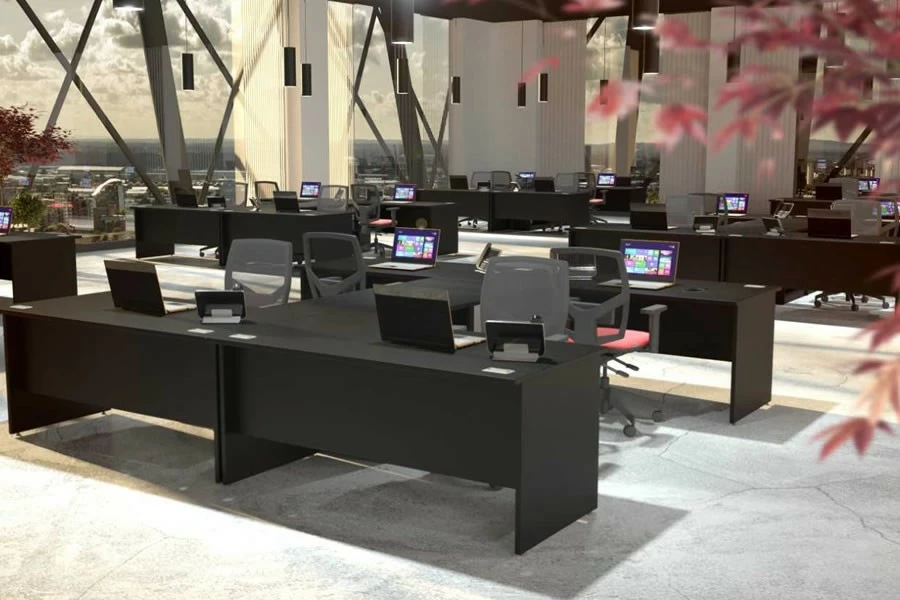 Nene Black Wave Panel Leg Desk 8 Nene Black Wave Panel Leg Desk - Image 8