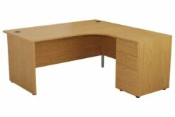 Kestral Corner Panel Desk And Pedestal -CHAIR OFFICE Sales opr1612cwsrpplustesdhp3ok front 45