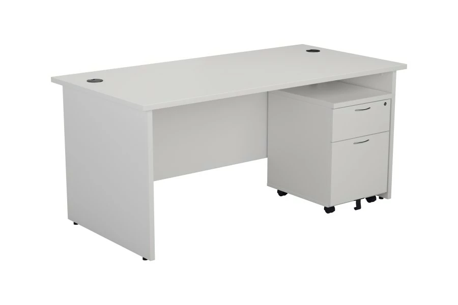 Kestral White Panel Promo Desk And Pedestal 1 Kestral White Panel Promo Desk And Pedestal