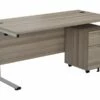 Kestral Grey Oak Promo Desk And Pedestal
