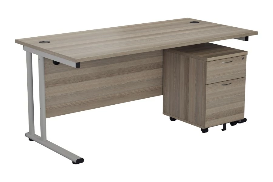 Kestral Grey Oak Promo Desk And Pedestal 1 Kestral Grey Oak Promo Desk And Pedestal