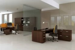 Nova Walnut 3 Drawer Desk High Pedestal -CHAIR OFFICE Sales roomshot 11 walnut 1