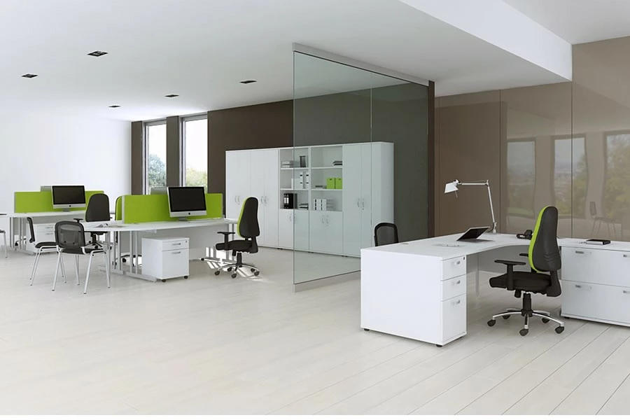 Polar White Corner Panel Leg Desk 3 Polar White Corner Panel Leg Desk - Image 3