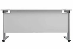 Kestral White Rectangular Cantilever Desk -CHAIR OFFICE Sales white top silver frame 2