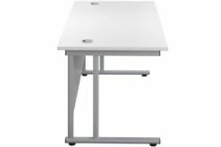 Kestral White Rectangular Cantilever Desk -CHAIR OFFICE Sales white top silver frame 5