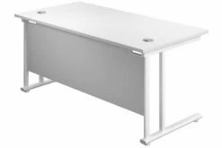 Kestral White Rectangular Cantilever Desk -CHAIR OFFICE Sales white top white frame 1