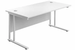 Kestral White Rectangular Cantilever Desk -CHAIR OFFICE Sales white top white frame 3