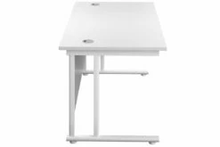 Kestral White Rectangular Cantilever Desk -CHAIR OFFICE Sales white top white frame 5